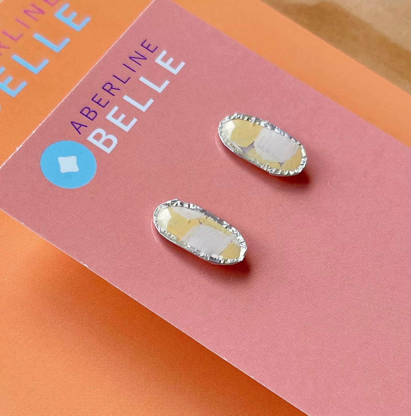 Oval Stud // Silver // Gingham 015